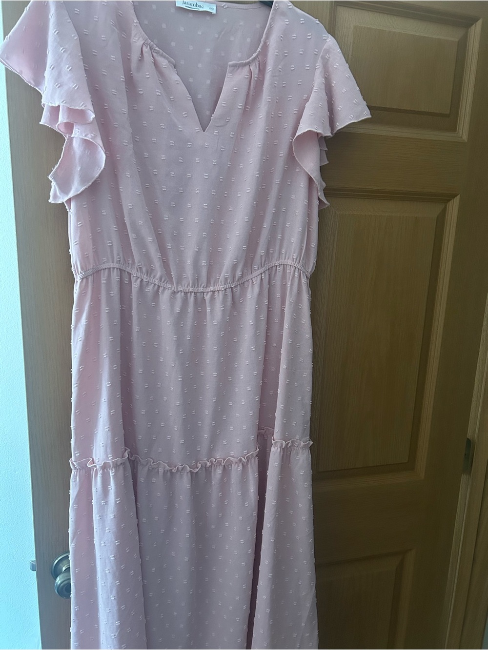 Pink Ruffle Sleeve Tiered Dress